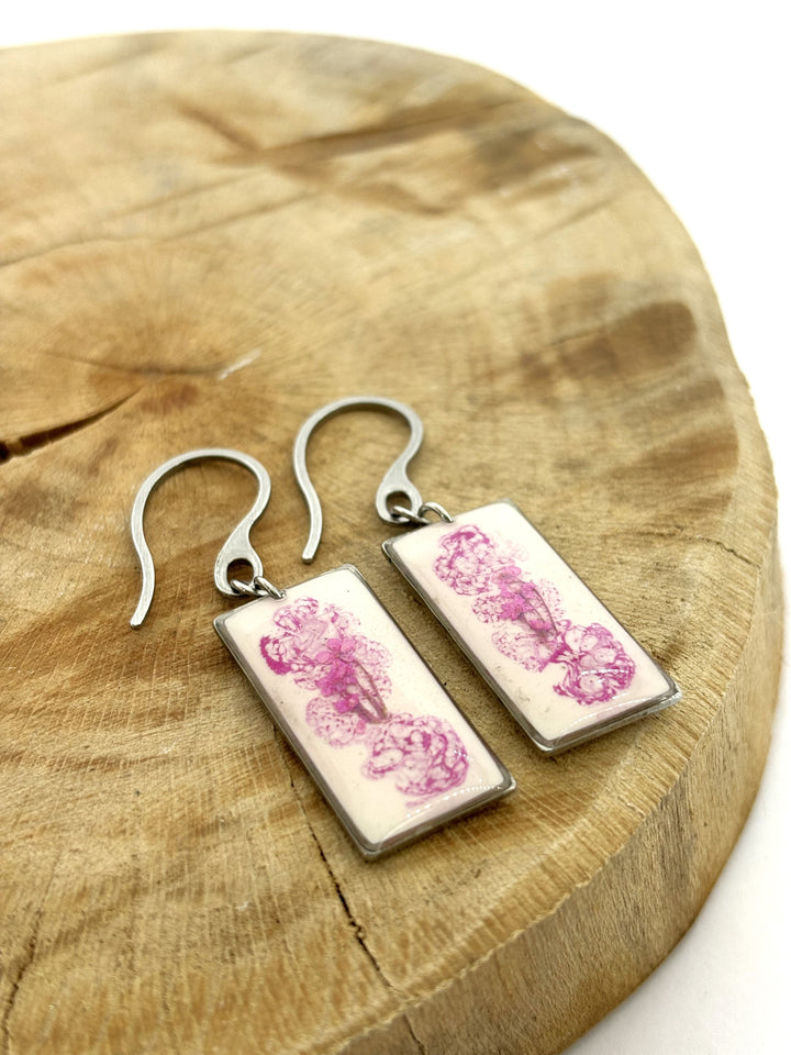 Blush Strokes Rectangle Earrings